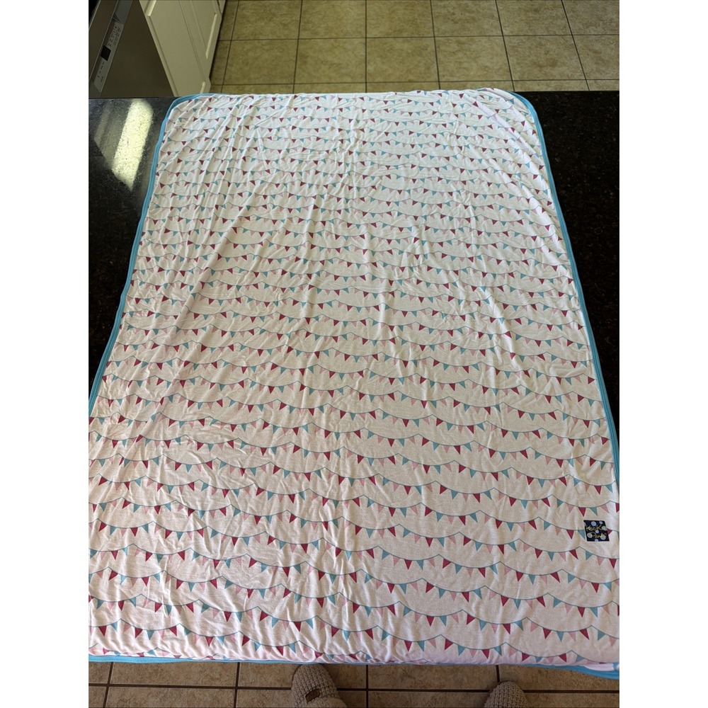 Kickee Pants Flamingo Party Flags Swaddle Blanket Bamboo 37x27 Crib Lovey